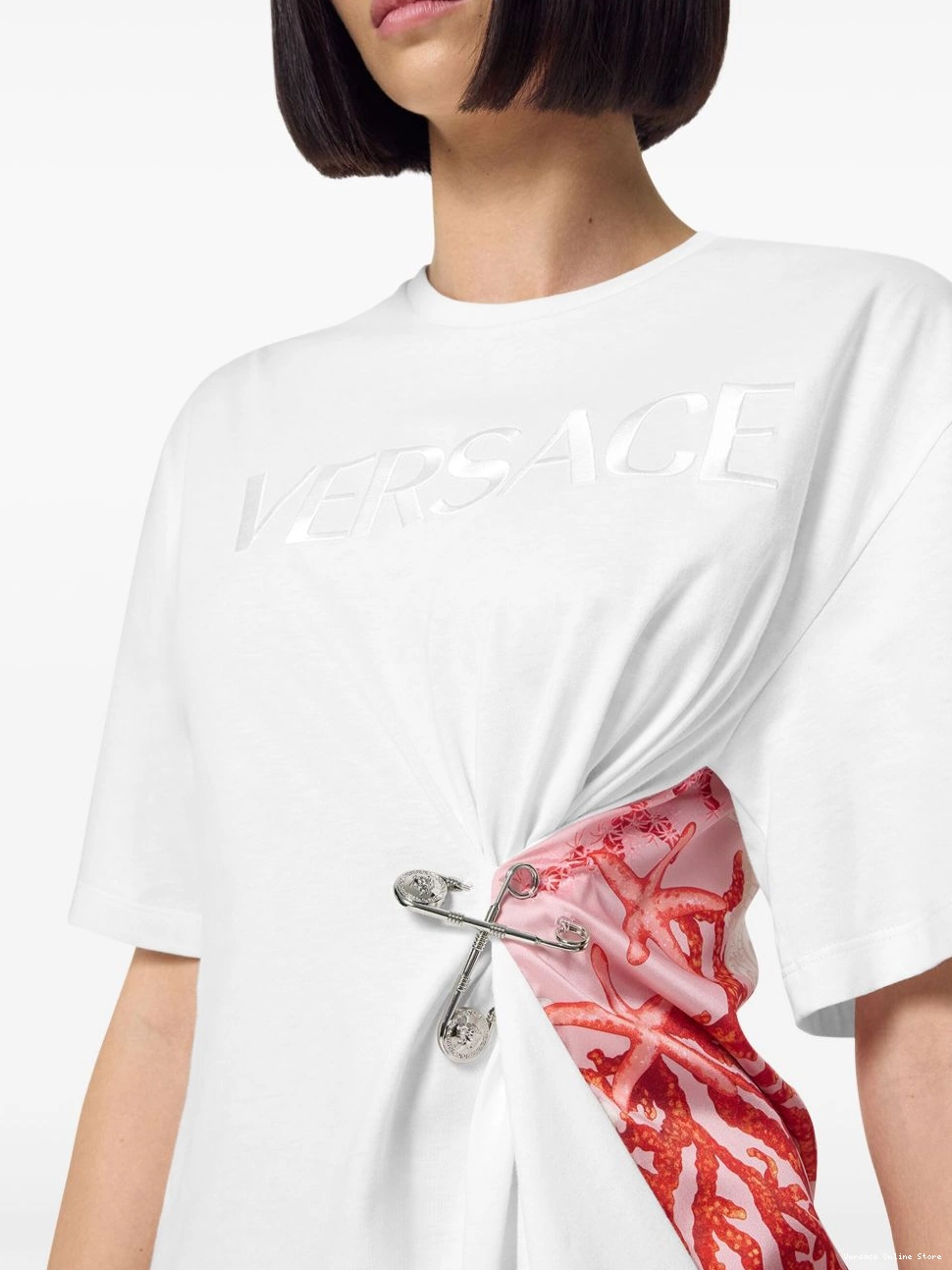 Cheap Women Barocco Versace Sea safety-pin T-shirt 0716
